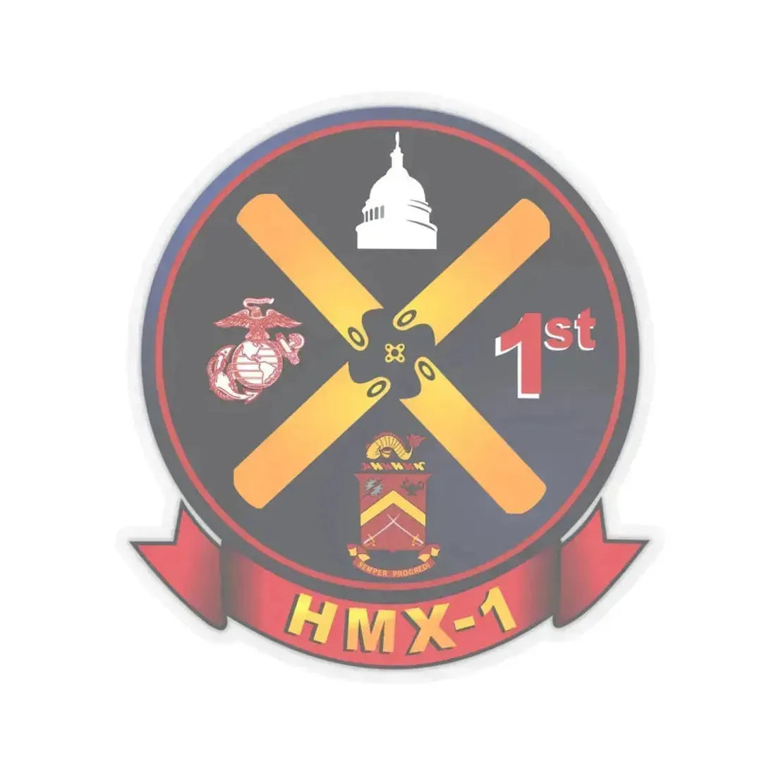 HMX 1 (USMC) STICKER Vinyl Kiss-Cut Decal 6 Inch Transparent - The Sticker Space
