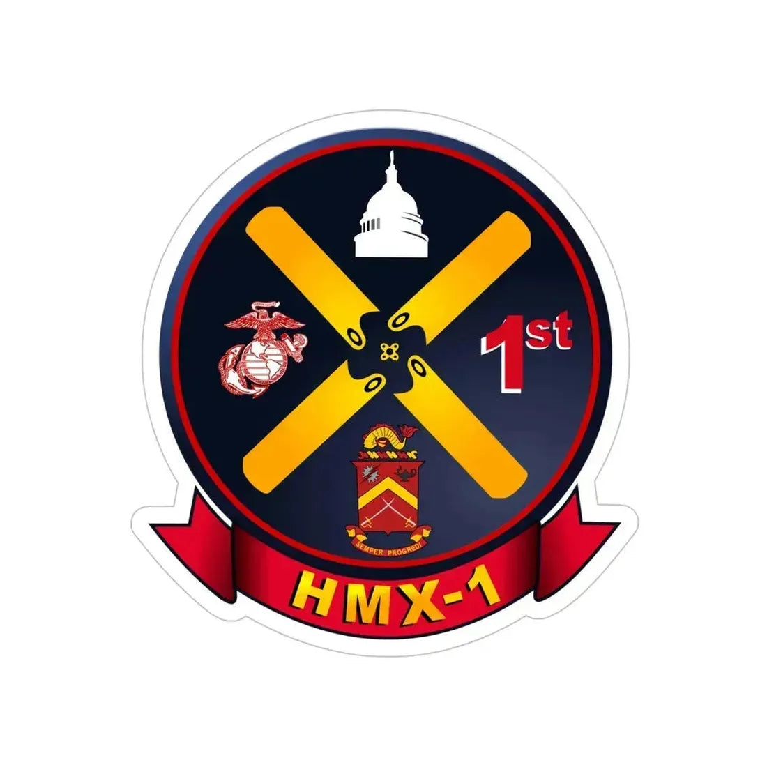 HMX 1 (USMC) Transparent STICKER Die-Cut Vinyl Decal 5 Inch - The Sticker Space