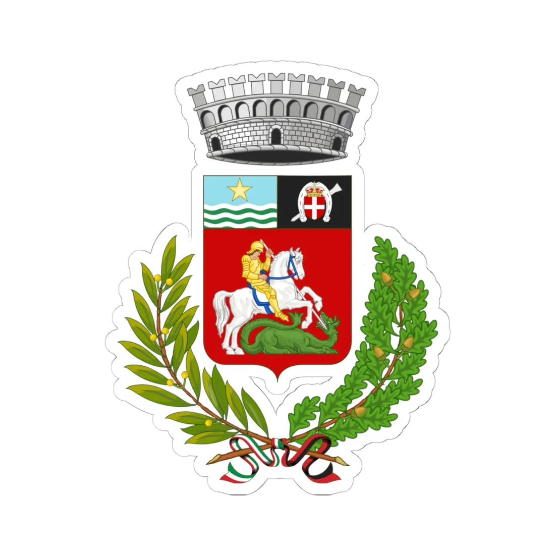 Hône-Stemma (Italy) (Coat of Arms) STICKER Vinyl Kiss-Cut Decal 6 Inch White - The Sticker Space