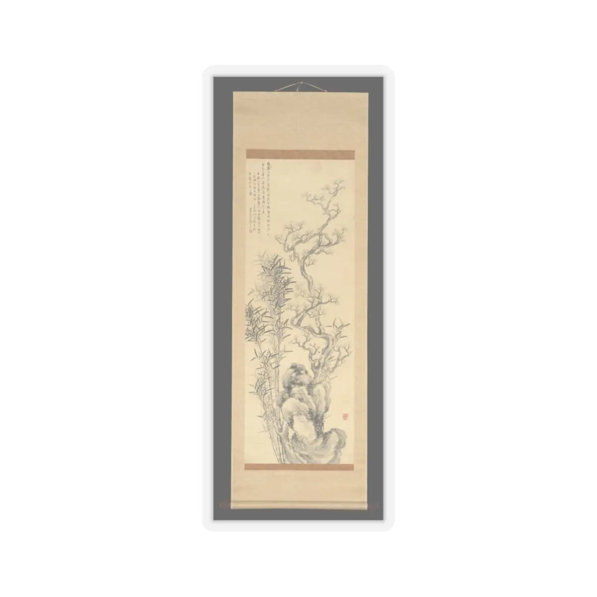 Hoashi Kyōu 帆足杏雨 - Ink Plum and Bamboo - 1856 (Ansei 3) v2 - STICKER Vinyl Kiss-Cut Decal