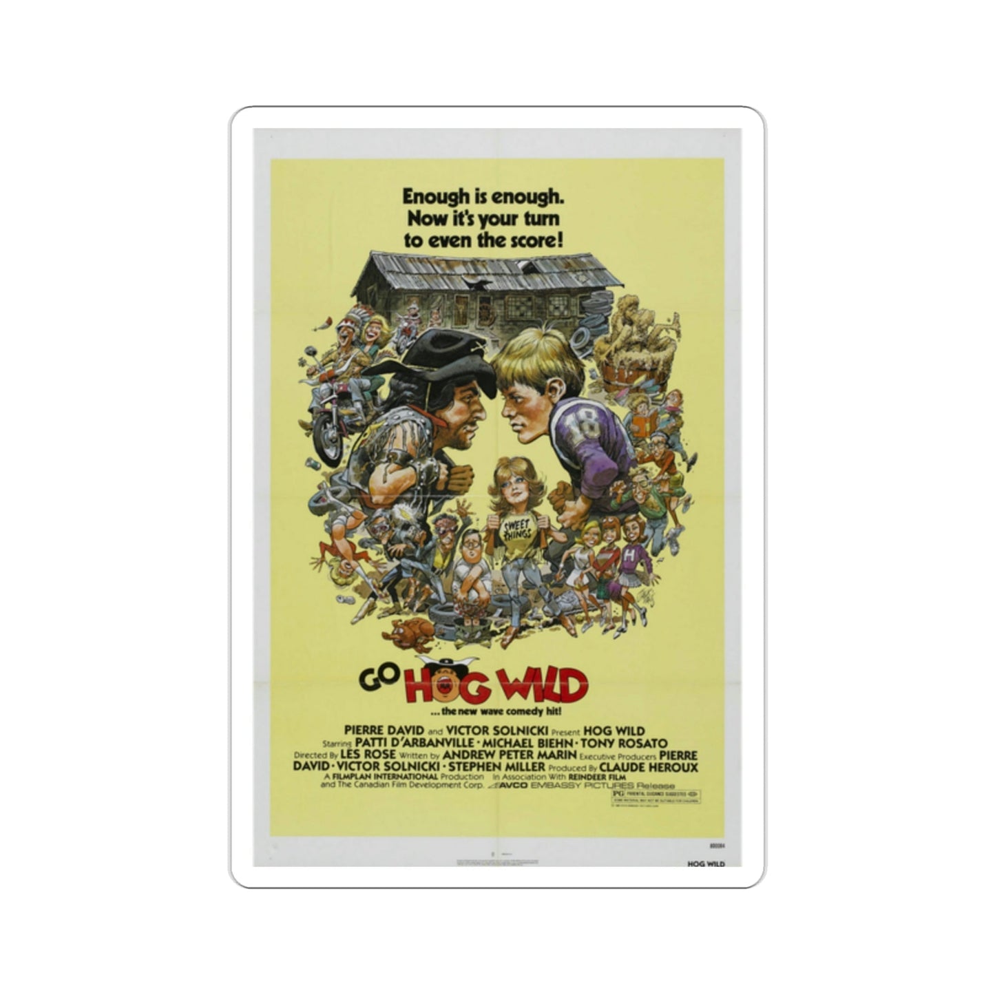 Hog Wild 1980 Movie Poster STICKER Vinyl Die-Cut Decal-2 Inch-The Sticker Space