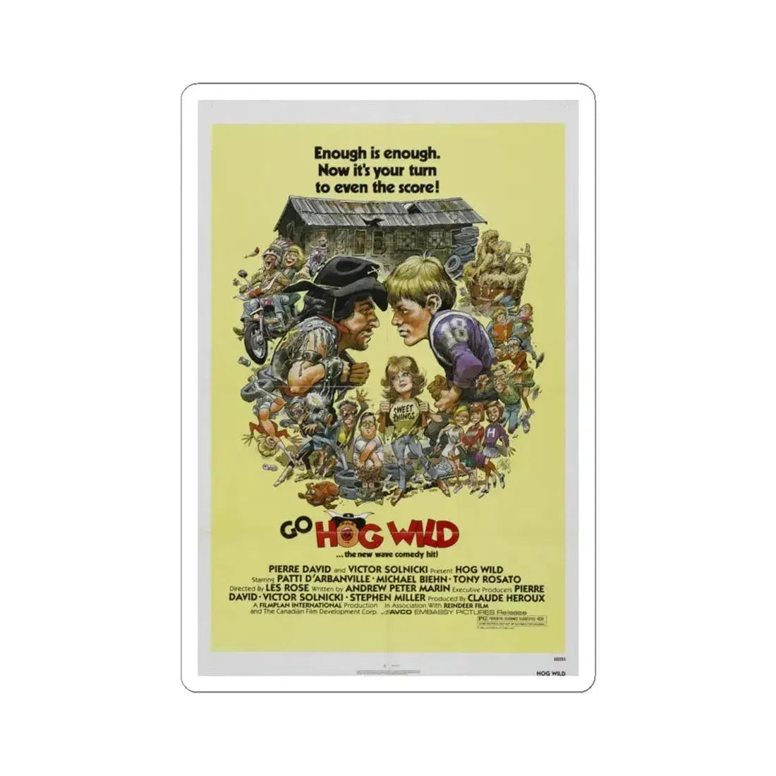 Hog Wild 1980 Movie Poster - STICKER Vinyl Kiss-Cut Decal 6 Inch White - The Sticker Space