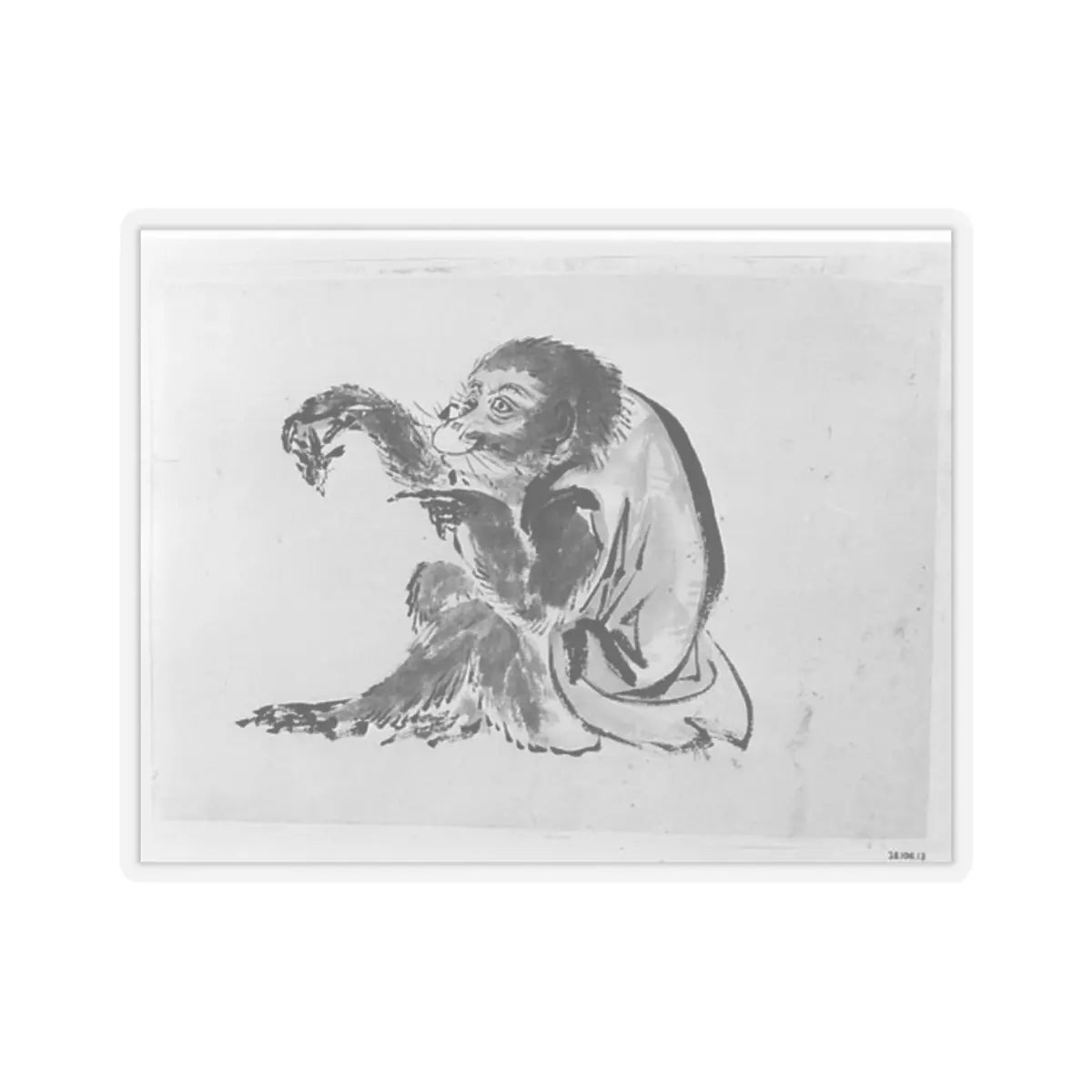 Hokusai School - Monkey and Bee - 19th century - STICKER Vinyl Kiss-Cut Decal