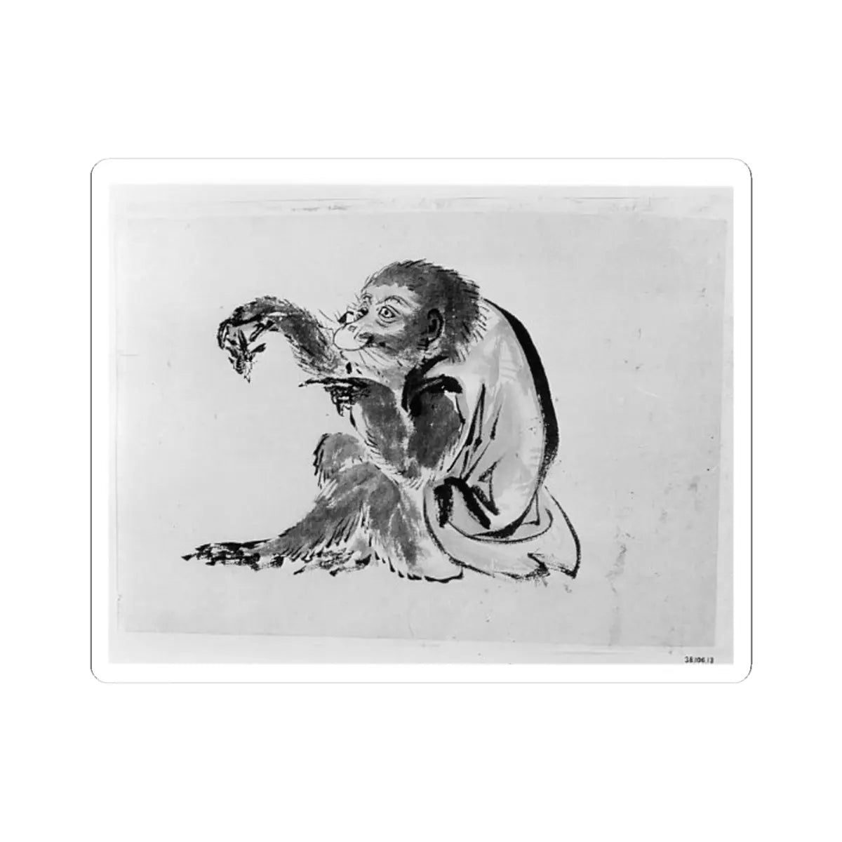 Hokusai School - Monkey and Bee - 19th century - STICKER Vinyl Kiss-Cut Decal