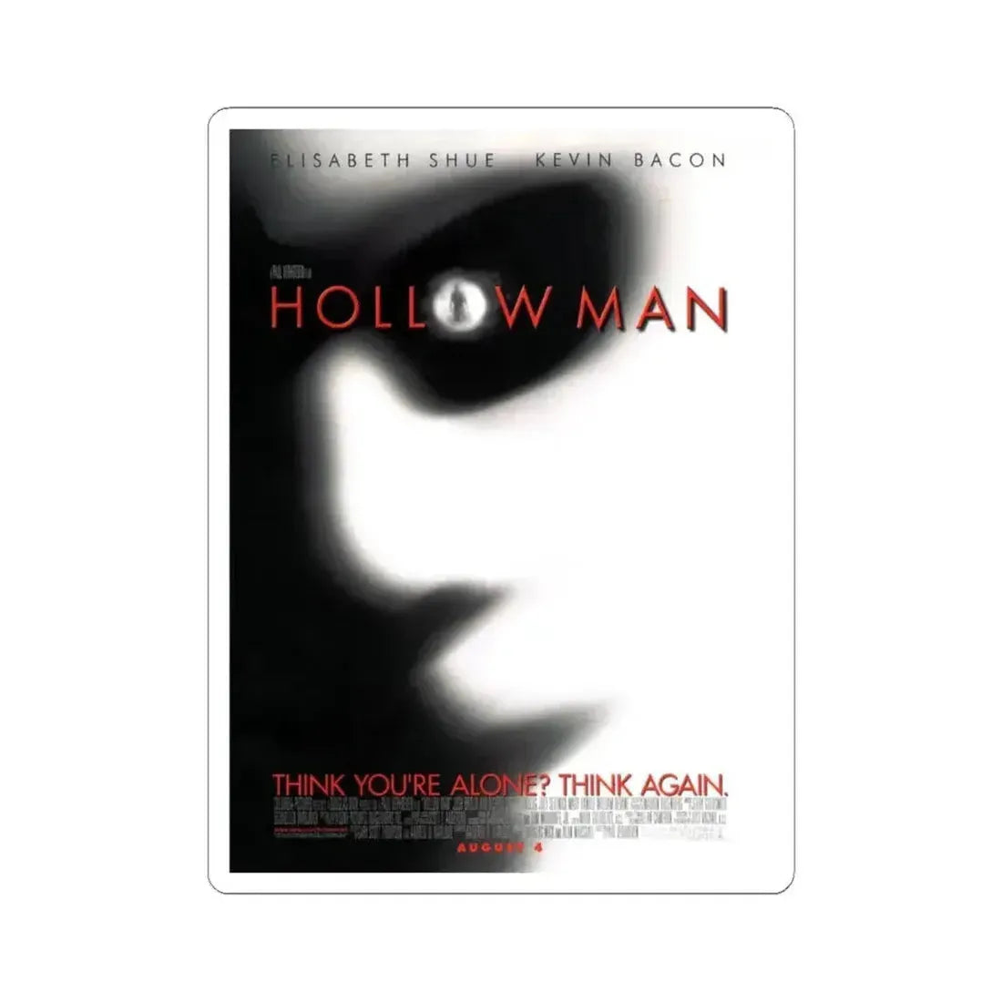 HOLLOW MAN 2000 Movie Poster - STICKER Vinyl Kiss-Cut Decal 6 Inch White - The Sticker Space