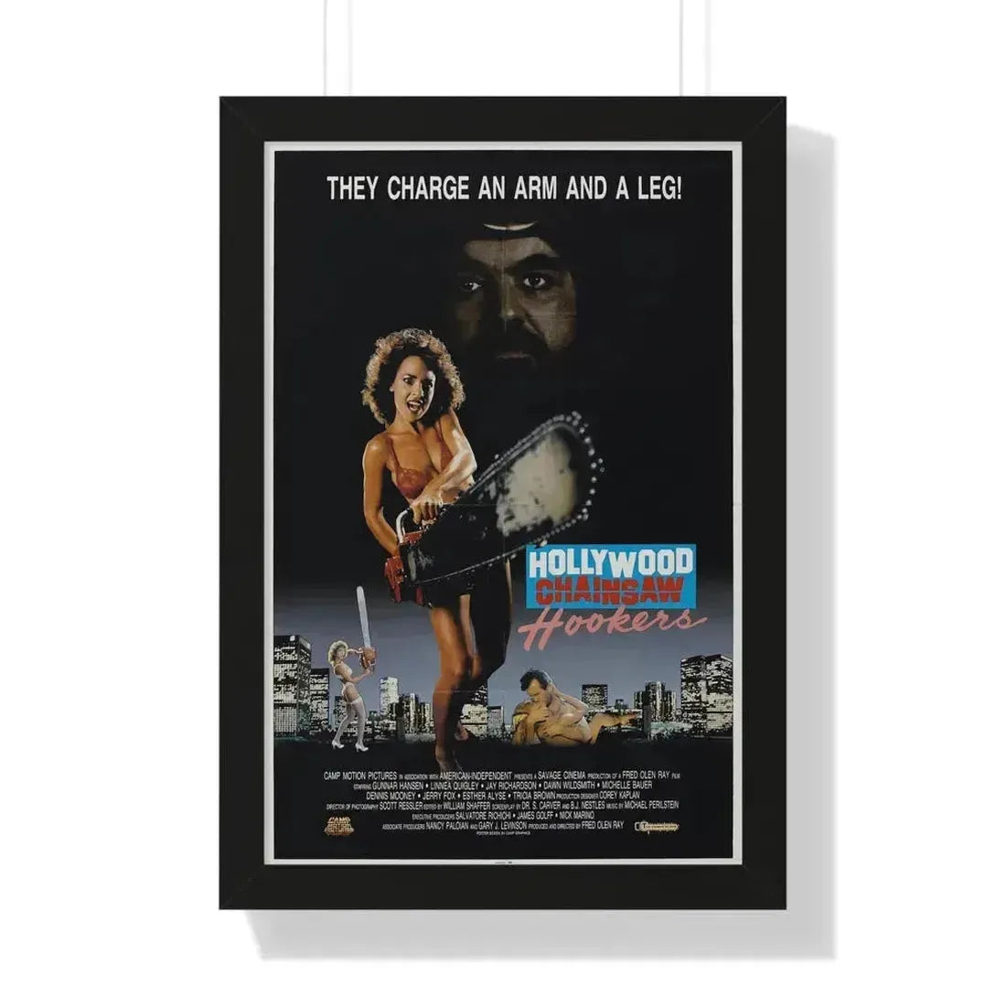 HOLLYWOOD CHAINSAW HOOKERS 1988 - Framed Movie Poster 16″ x 24″ Black - The Sticker Space