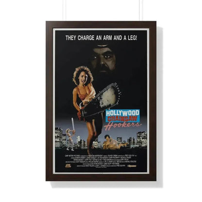 HOLLYWOOD CHAINSAW HOOKERS 1988 - Framed Movie Poster 20" x 30" Walnut - The Sticker Space
