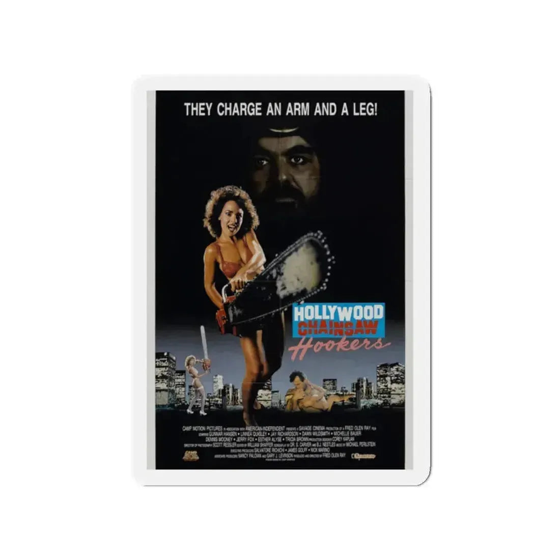 HOLLYWOOD CHAINSAW HOOKERS 1988 Movie Poster - Refrigerator Magnet 2 Inch - The Sticker Space