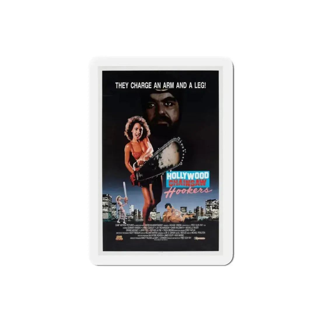 Hollywood Chainsaw Hookers 1988 Movie Poster Refrigerator Magnet 2 Inch - The Sticker Space