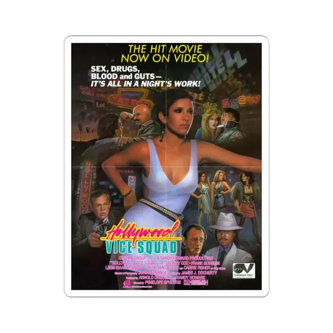 HOLLYWOOD VICE SQUAD (2) 1986 Movie Poster - STICKER Vinyl Kiss-Cut Decal 2 Inch White - The Sticker Space