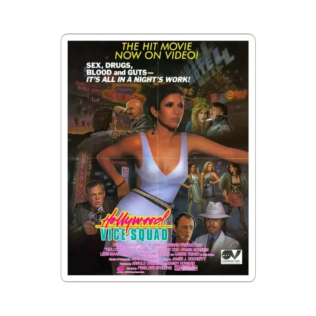 HOLLYWOOD VICE SQUAD (2) 1986 Movie Poster - STICKER Vinyl Kiss-Cut Decal 6 Inch White - The Sticker Space