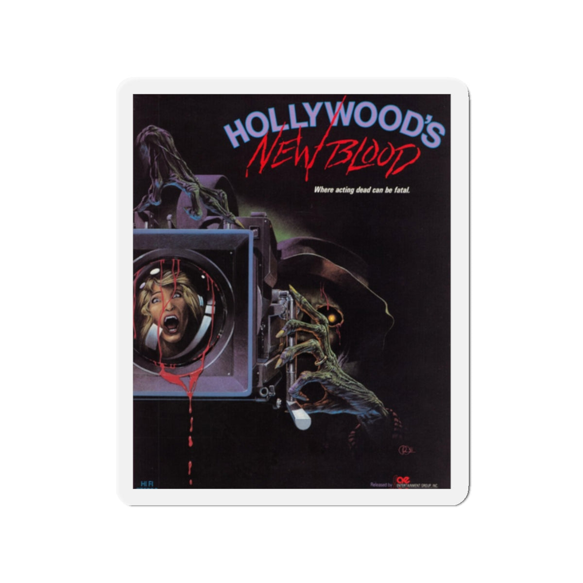 HOLLYWOOD'S NEW BLOOD 1988 Movie Poster - Die-Cut Magnet-2" x 2"-The Sticker Space