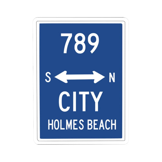 Holmes Beach City Route 789 (Florida) (Road Sign) STICKER Vinyl Kiss-Cut Decal 2 Inch White - The Sticker Space