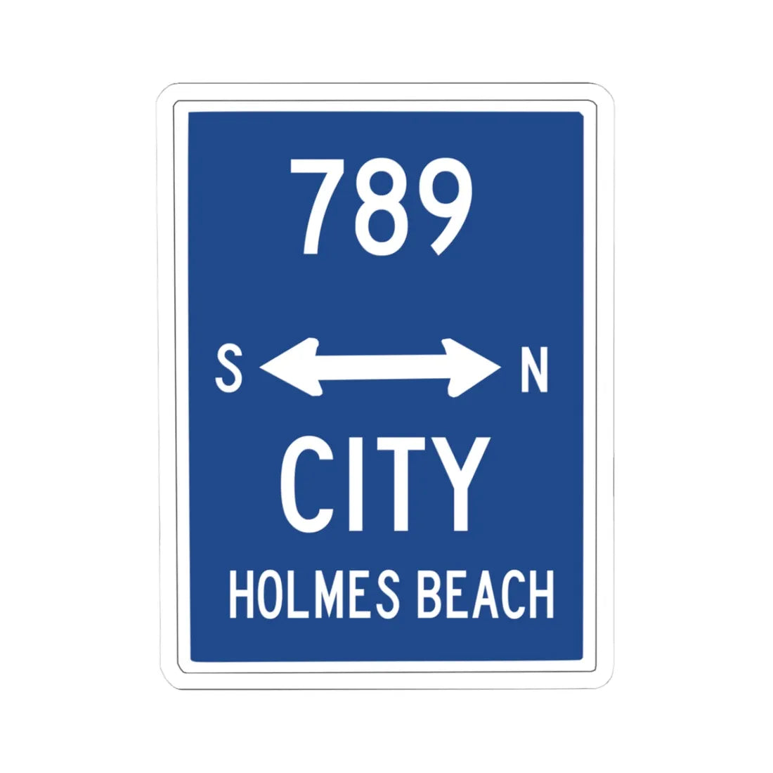 Holmes Beach City Route 789 (Florida) (Road Sign) STICKER Vinyl Kiss-Cut Decal 3 Inch White - The Sticker Space