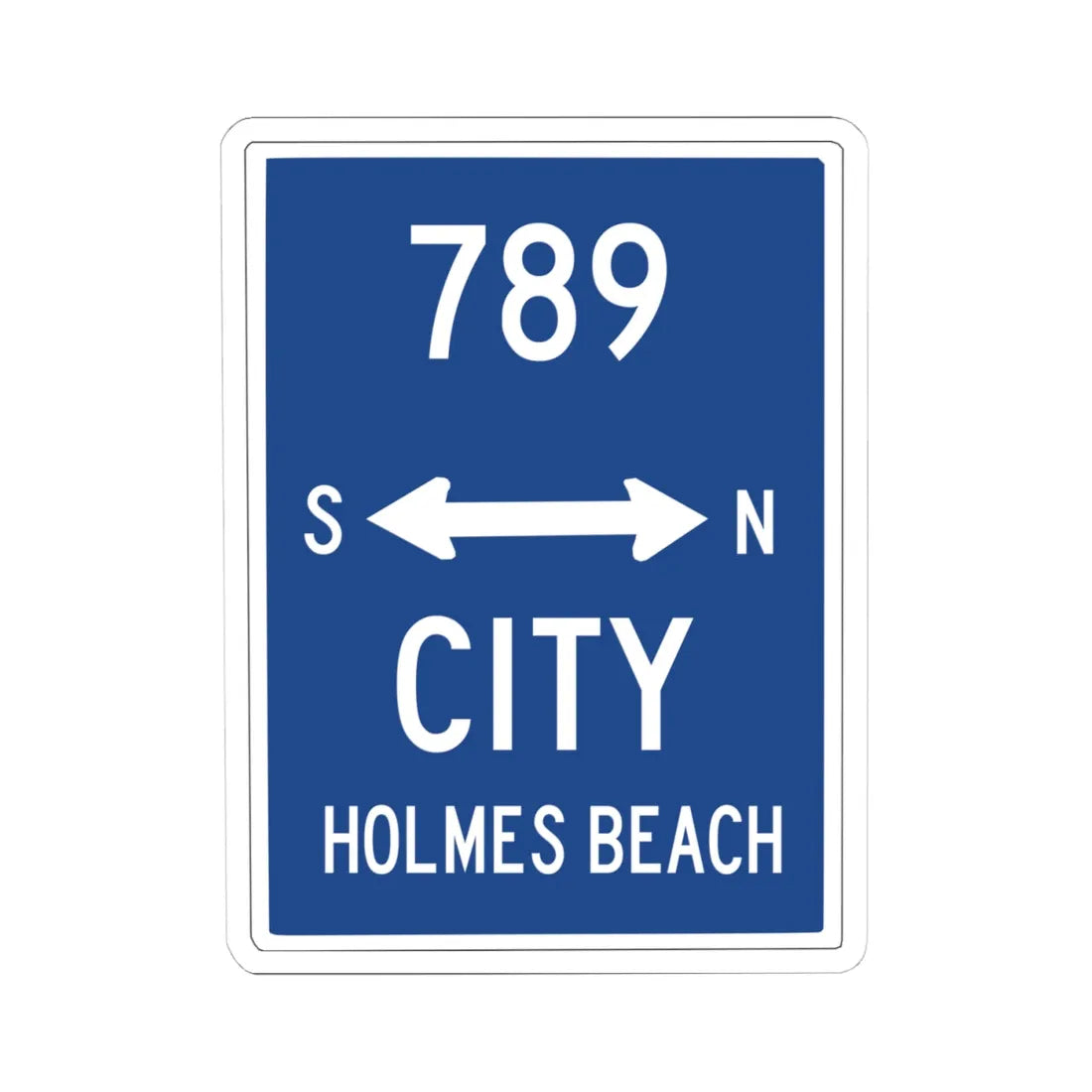 Holmes Beach City Route 789 (Florida) (Road Sign) STICKER Vinyl Kiss-Cut Decal 4 Inch White - The Sticker Space