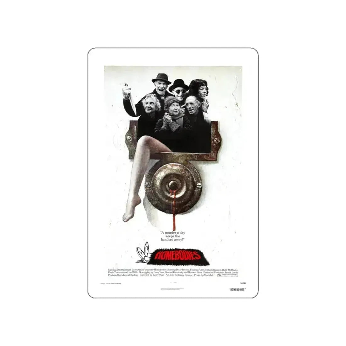 HOMEBODIES (2) 1974 Movie Poster STICKER Vinyl Die-Cut Decal 5 Inch - The Sticker Space