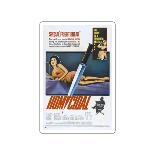 HOMICIDAL! 1961 Movie Poster STICKER Vinyl Die-Cut Decal 2 Inch - The Sticker Space