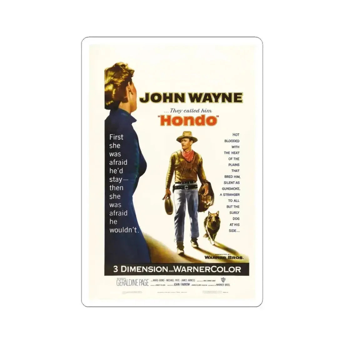 Hondo 1953 Movie Poster - STICKER Vinyl Kiss-Cut Decal 6 Inch White - The Sticker Space