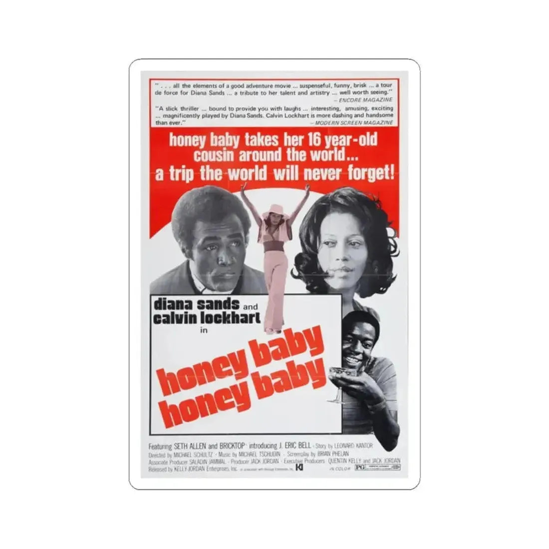 HONEY BABY HONEY BABY 1974 Movie Poster - STICKER Vinyl Kiss-Cut Decal 2 Inch White - The Sticker Space