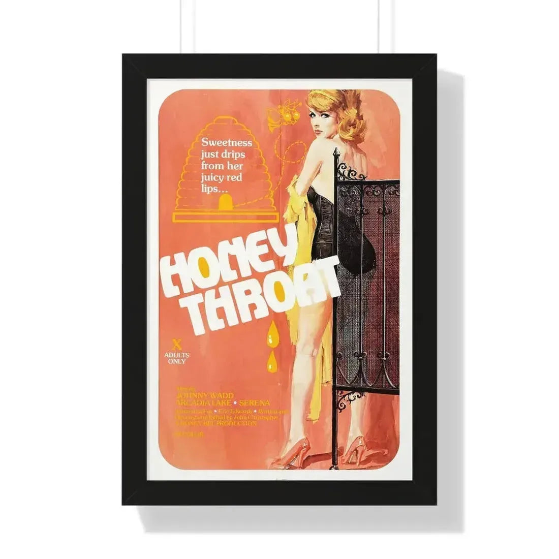 HONEY THROAT 1980 - Framed Movie Poster 16″ x 24″ Black - The Sticker Space