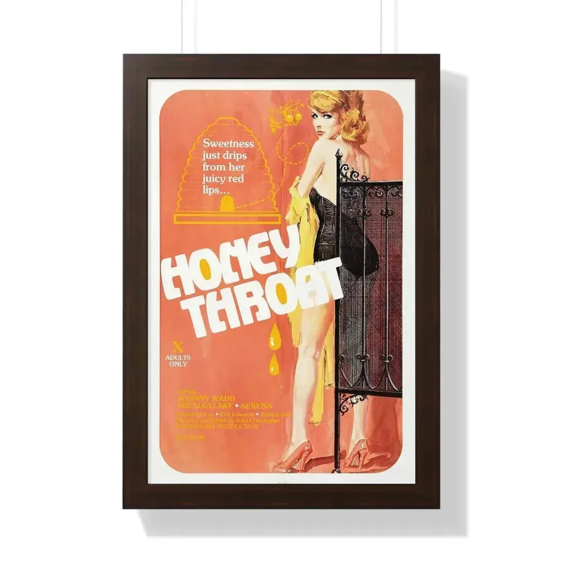 HONEY THROAT 1980 - Framed Movie Poster 16″ x 24″ Walnut - The Sticker Space