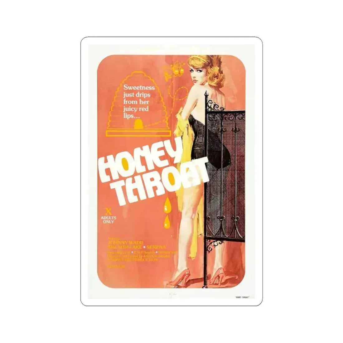 HONEY THROAT 1980 Movie Poster - STICKER Vinyl Kiss-Cut Decal 4 Inch White - The Sticker Space
