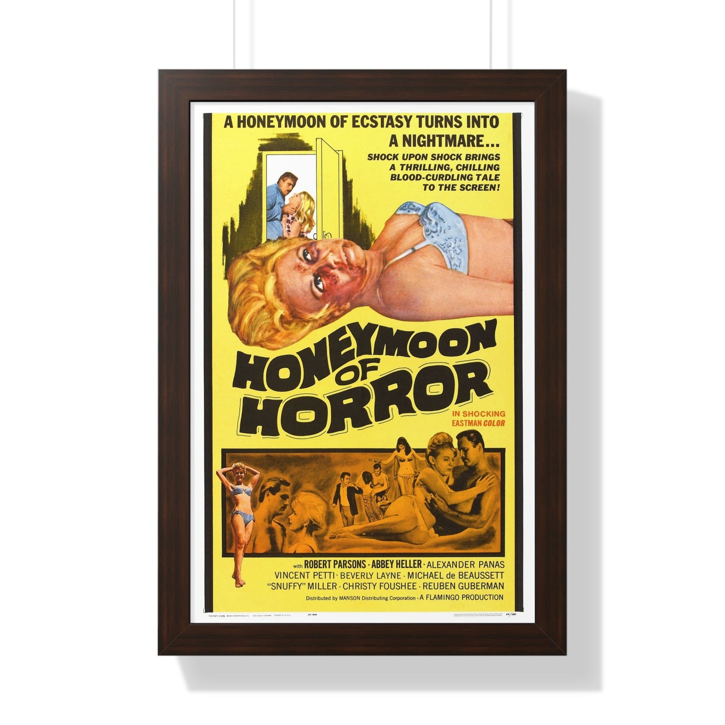 HONEYMOON OF HORROR 1964 - Framed Movie Poster-16″ x 24″-The Sticker Space