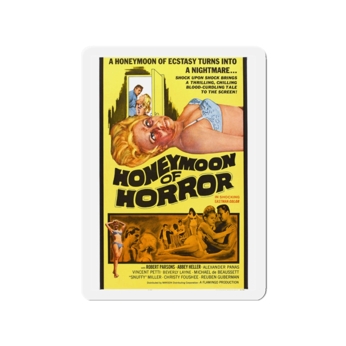 HONEYMOON OF HORROR 1964 Movie Poster - Die-Cut Magnet-2" x 2"-The Sticker Space