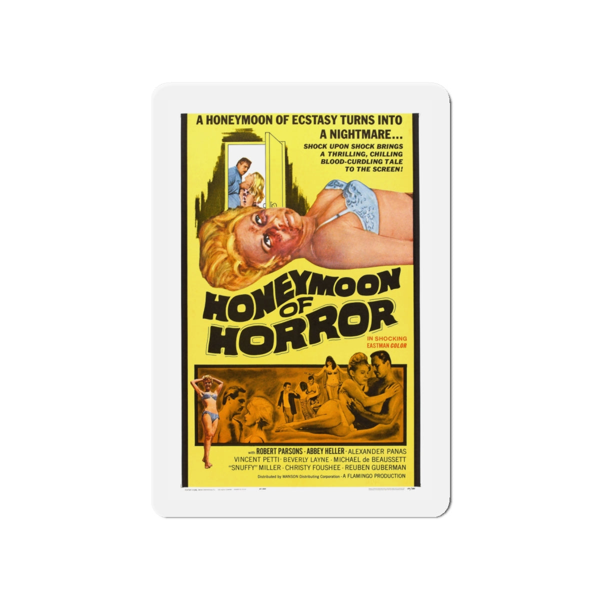 HONEYMOON OF HORROR 1964 Movie Poster - Die-Cut Magnet-4" x 4"-The Sticker Space