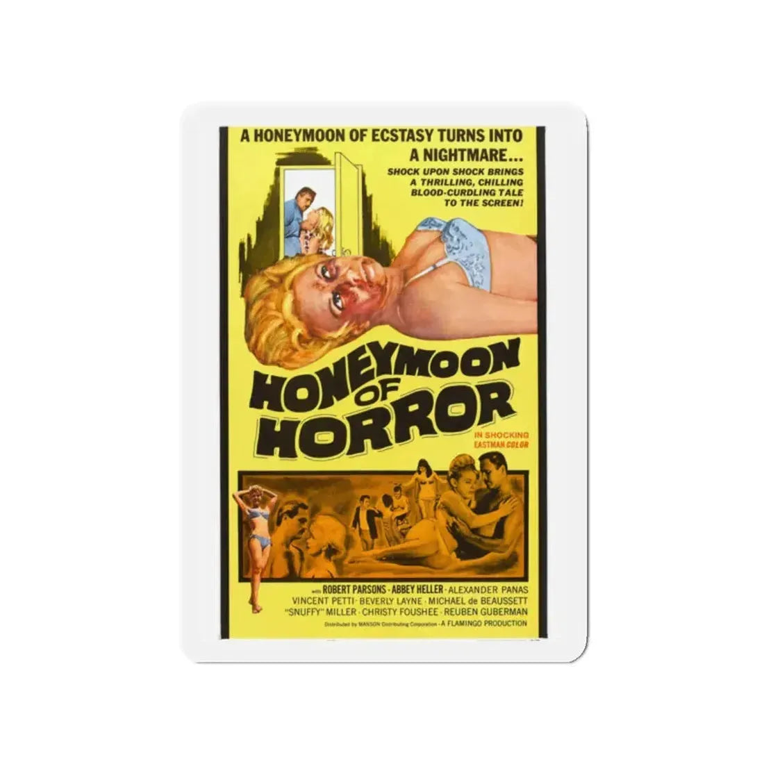 HONEYMOON OF HORROR 1964 Movie Poster - Refrigerator Magnet 2 Inch - The Sticker Space
