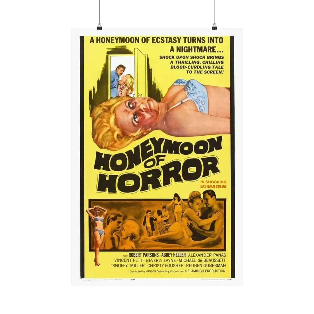 HONEYMOON OF HORROR 1964 - Paper Movie Poster - The Sticker Space