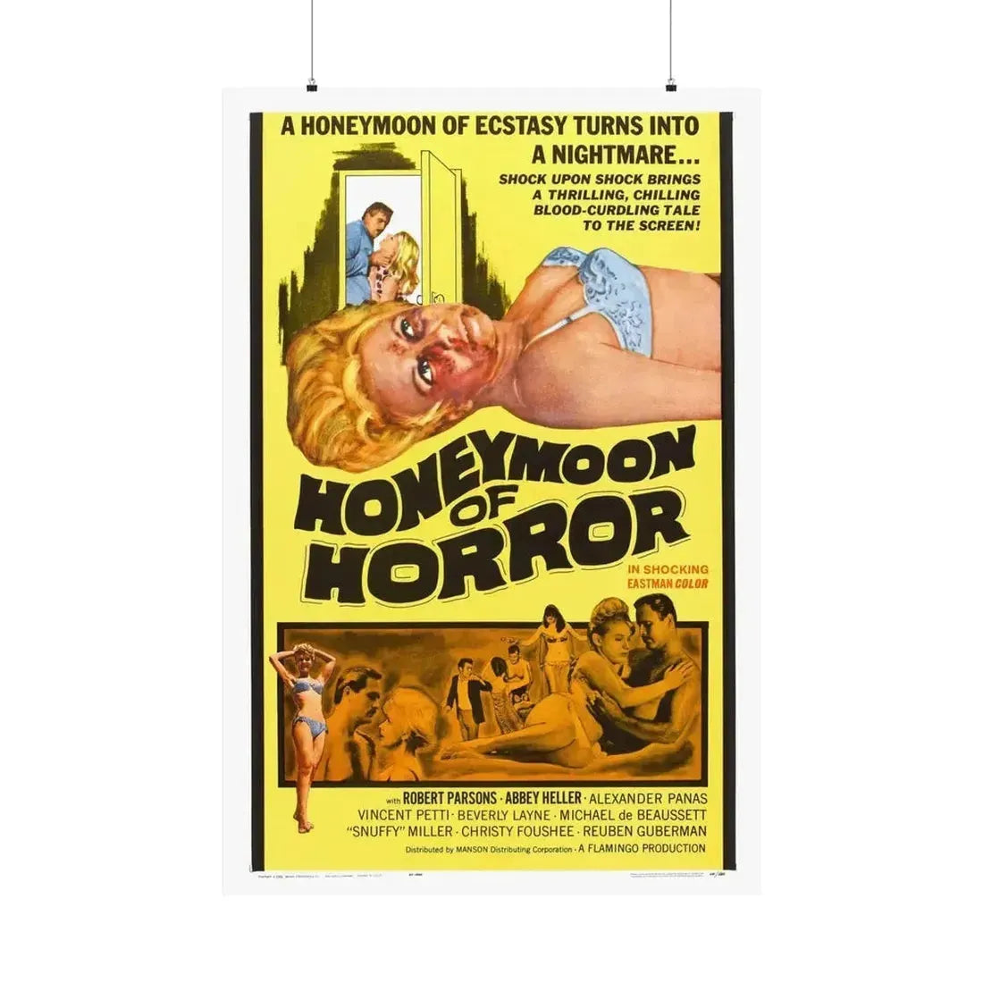 HONEYMOON OF HORROR 1964 - Paper Movie Poster - The Sticker Space