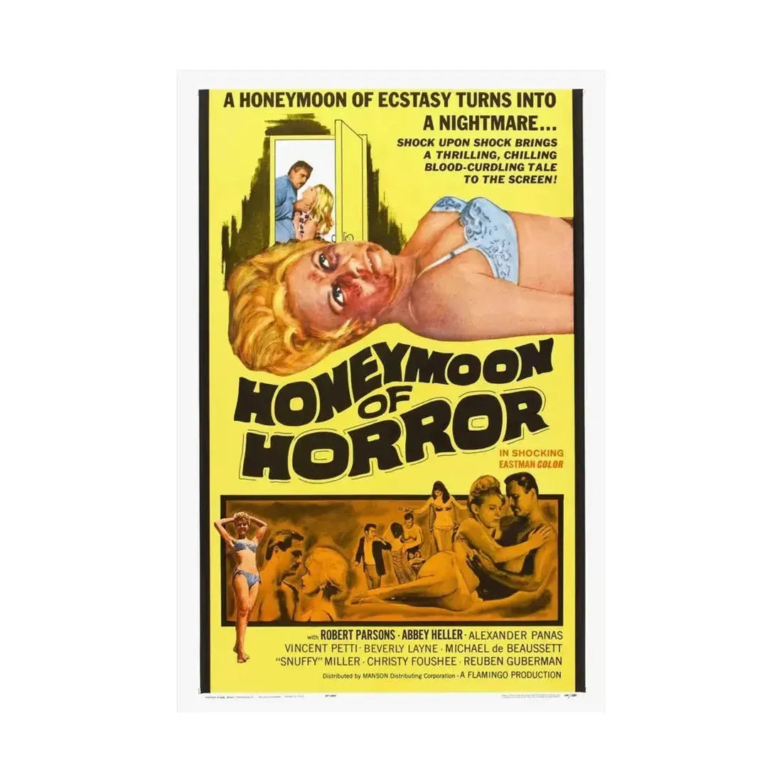 HONEYMOON OF HORROR 1964 - Paper Movie Poster - The Sticker Space