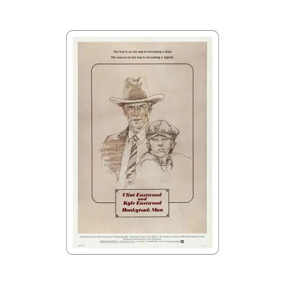 Honkytonk Man 1982 Movie Poster STICKER Vinyl Die-Cut Decal - The Sticker Space