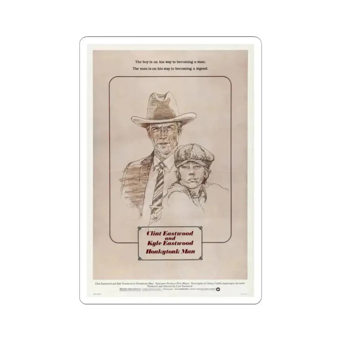 Honkytonk Man 1982 Movie Poster - STICKER Vinyl Kiss-Cut Decal 2 Inch White - The Sticker Space