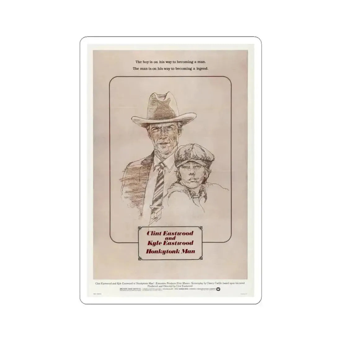 Honkytonk Man 1982 Movie Poster - STICKER Vinyl Kiss-Cut Decal 3 Inch White - The Sticker Space