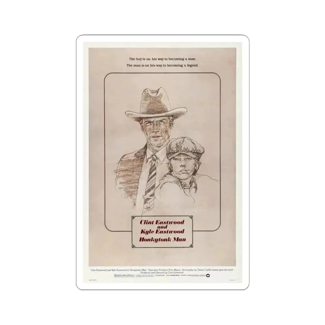 Honkytonk Man 1982 Movie Poster - STICKER Vinyl Kiss-Cut Decal 4 Inch White - The Sticker Space