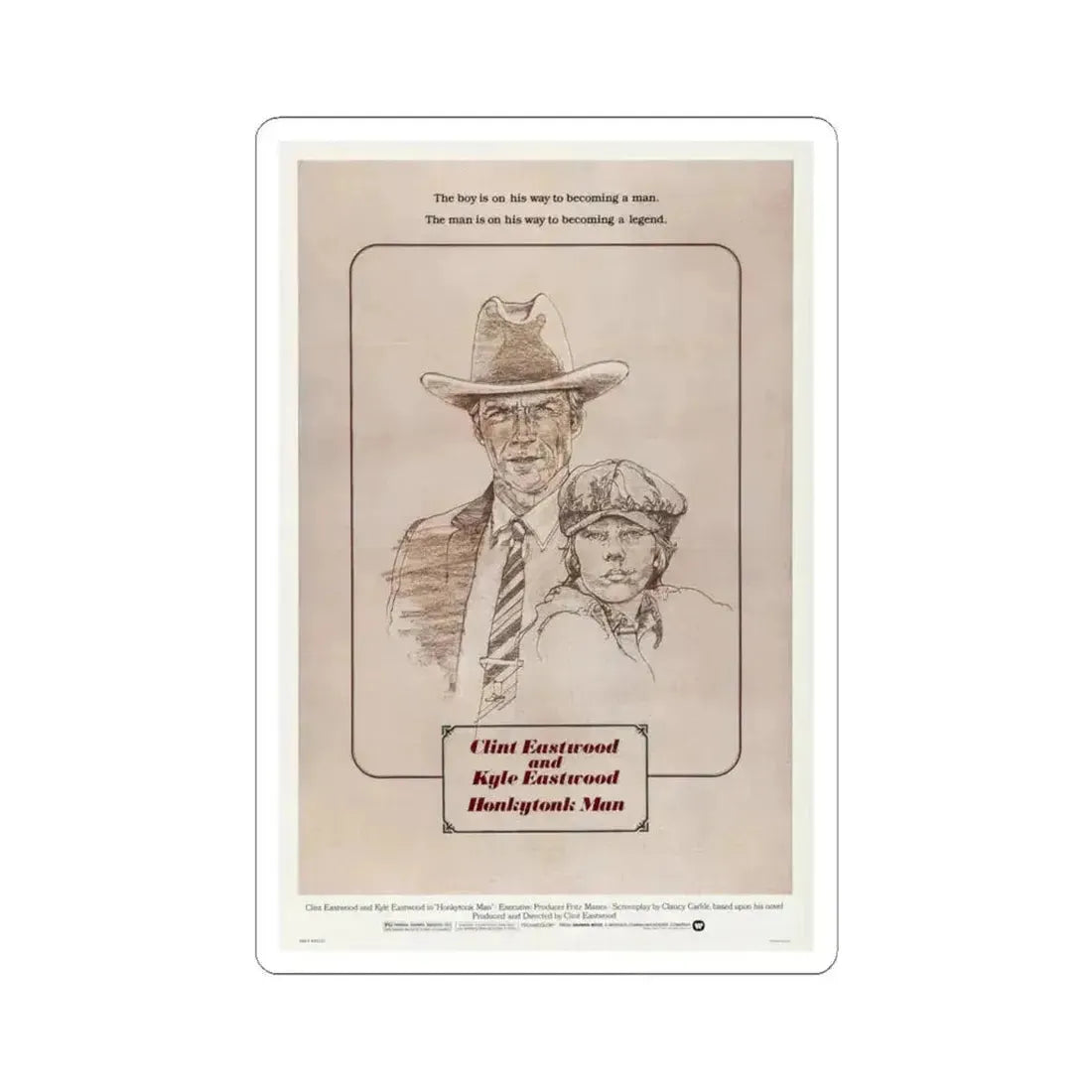 Honkytonk Man 1982 Movie Poster - STICKER Vinyl Kiss-Cut Decal 6 Inch White - The Sticker Space