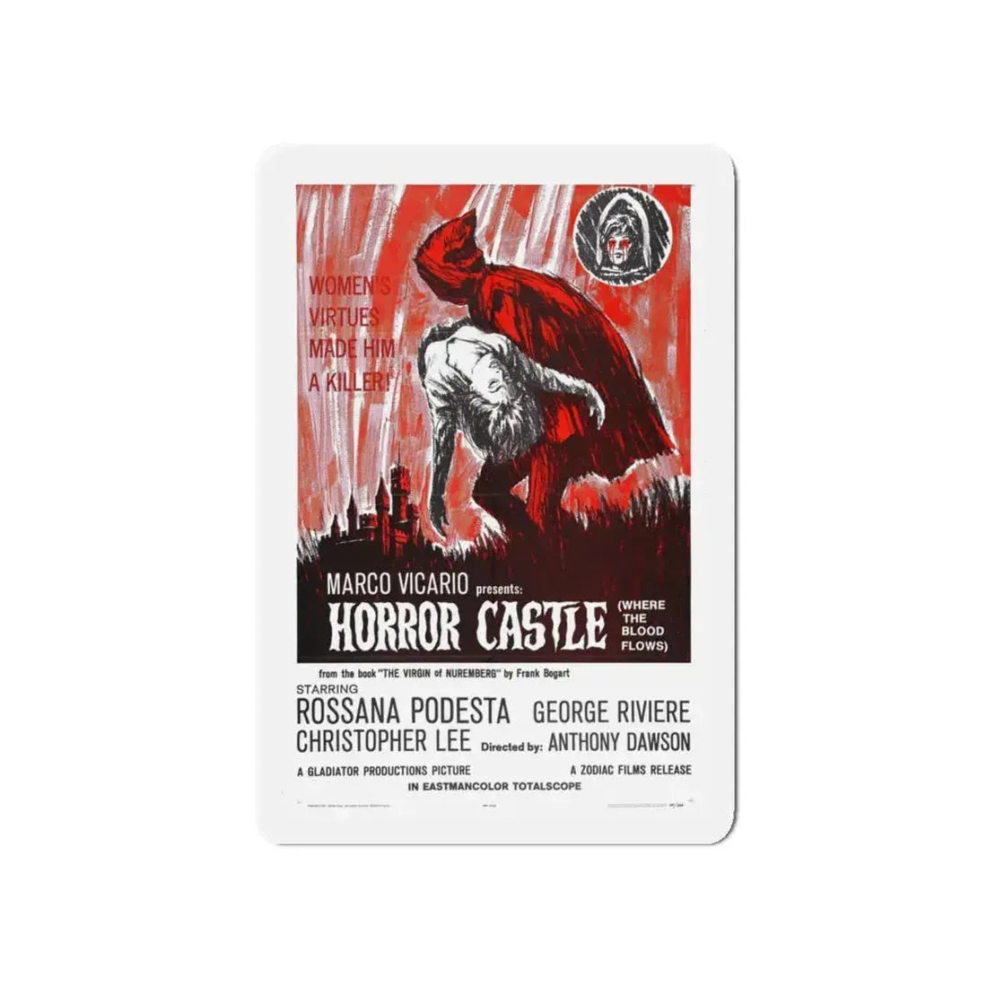 HORROR CASTLE (THE VIRGIN OF NUREMBERG) 1963 Movie Poster - Refrigerator Magnet 5 Inch - The Sticker Space