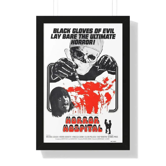 HORROR HOSPITAL 1973 - Framed Movie Poster 16″ x 24″ Black - The Sticker Space
