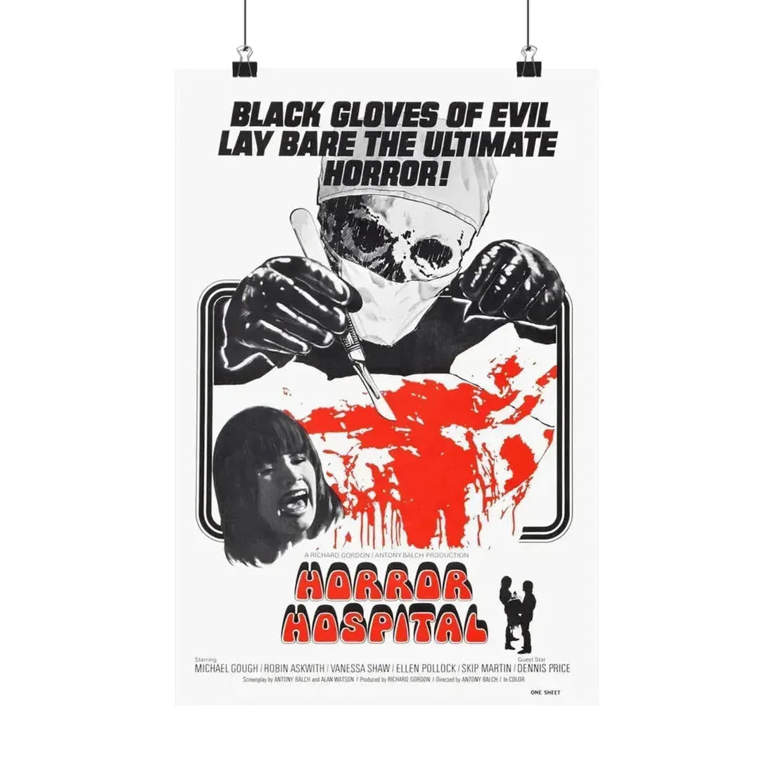 HORROR HOSPITAL 1973 - Paper Movie Poster 12″ x 18″ Matte - The Sticker Space