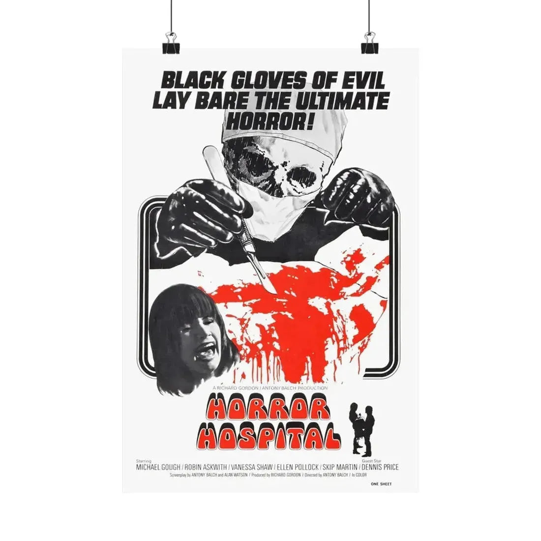 HORROR HOSPITAL 1973 - Paper Movie Poster - The Sticker Space