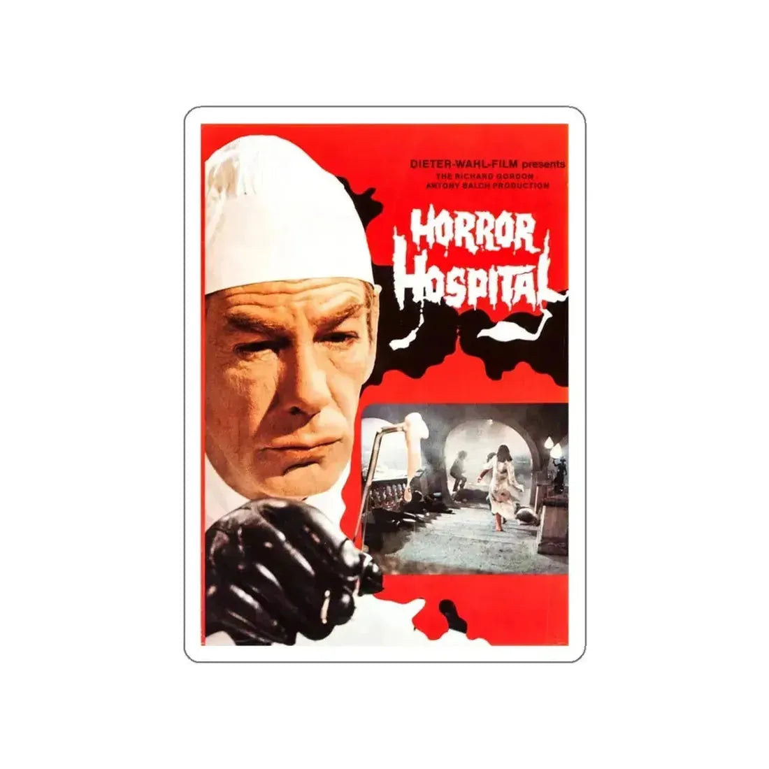 HORROR HOSPITAL (2) 1973 Movie Poster STICKER Vinyl Die-Cut Decal 6 Inch - The Sticker Space