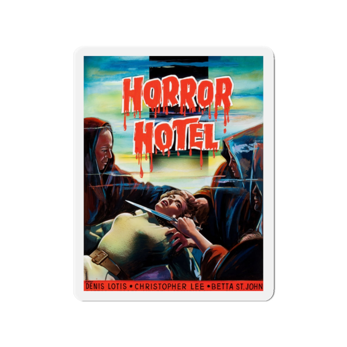 HORROR HOTEL (BELGIAN) 1960 Movie Poster - Die-Cut Magnet-2" x 2"-The Sticker Space