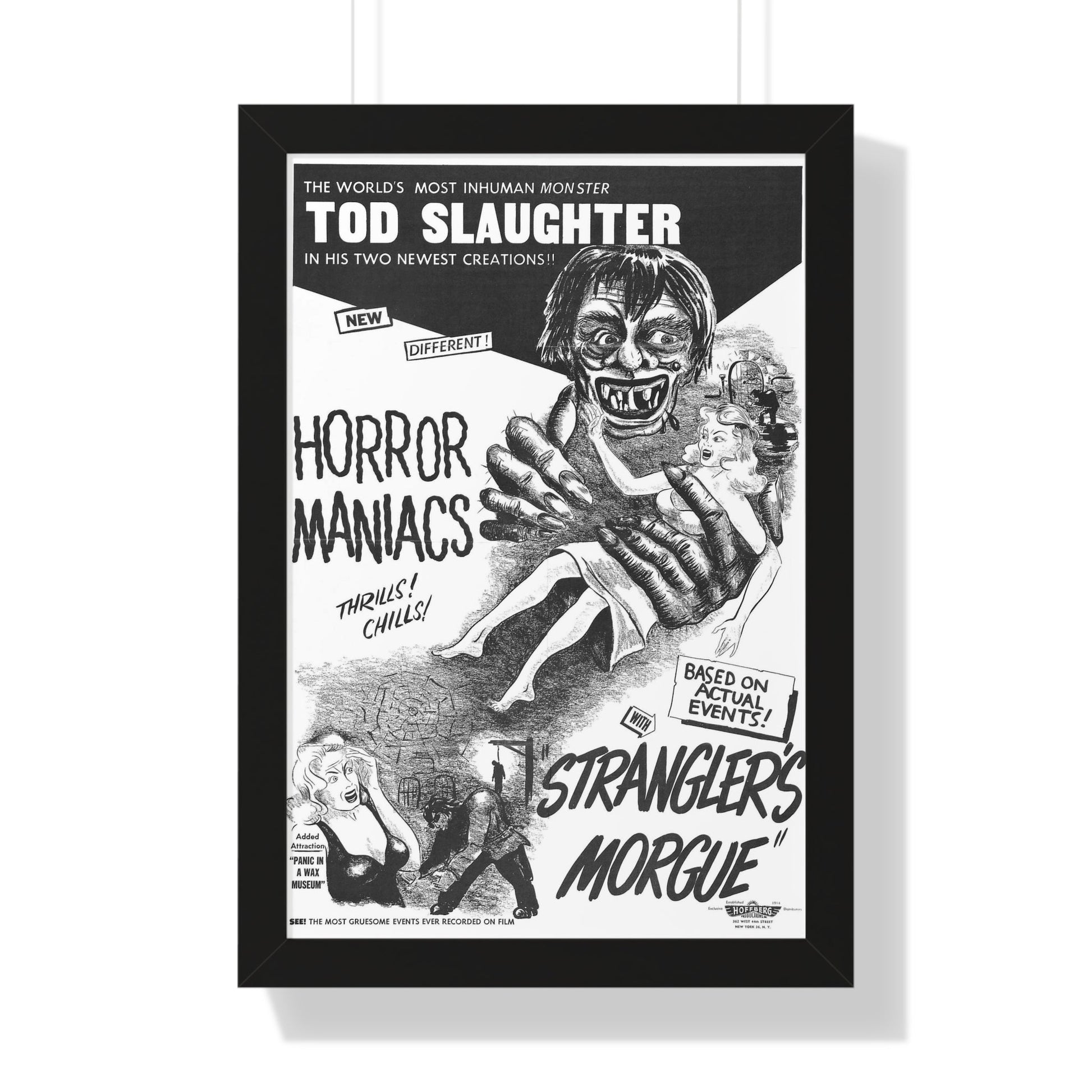 HORROR MANIACS + STRANGLERS MORGUE 1946 - Framed Movie Poster-16″ x 24″-The Sticker Space