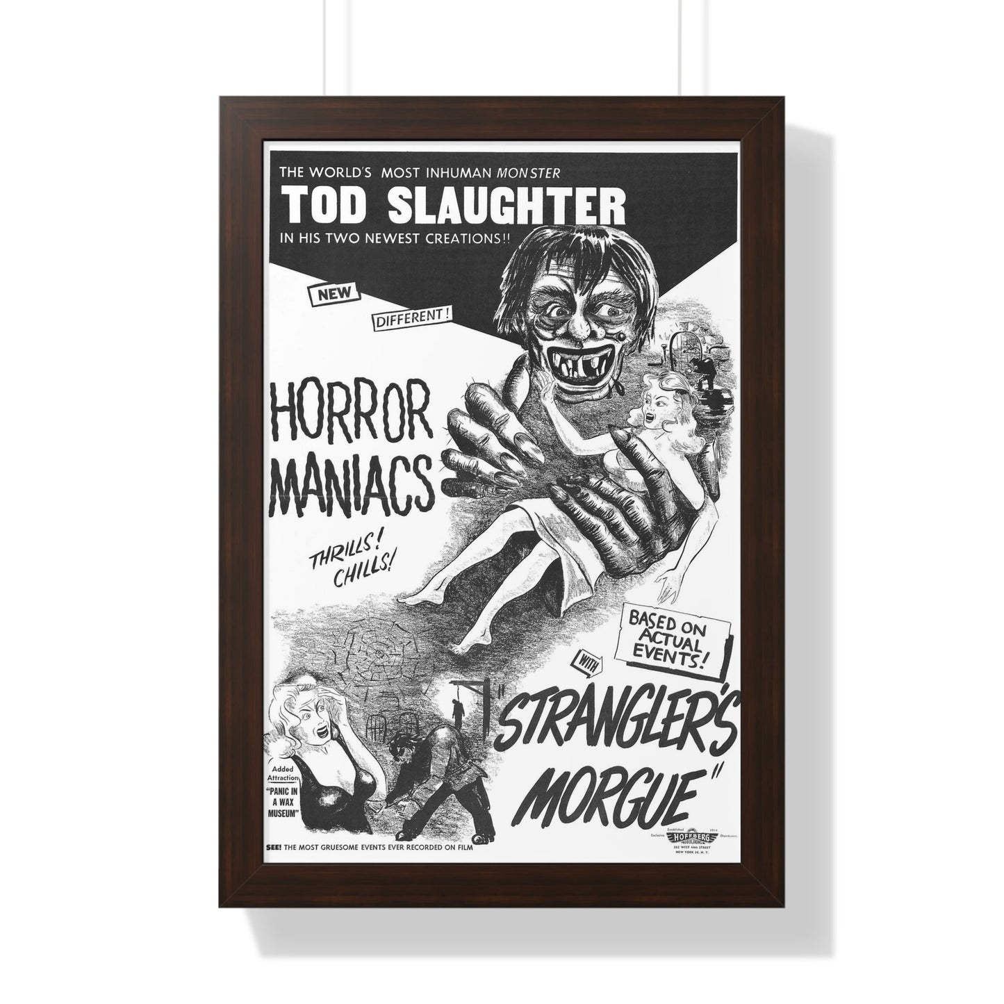 HORROR MANIACS + STRANGLERS MORGUE 1946 - Framed Movie Poster-16″ x 24″-The Sticker Space