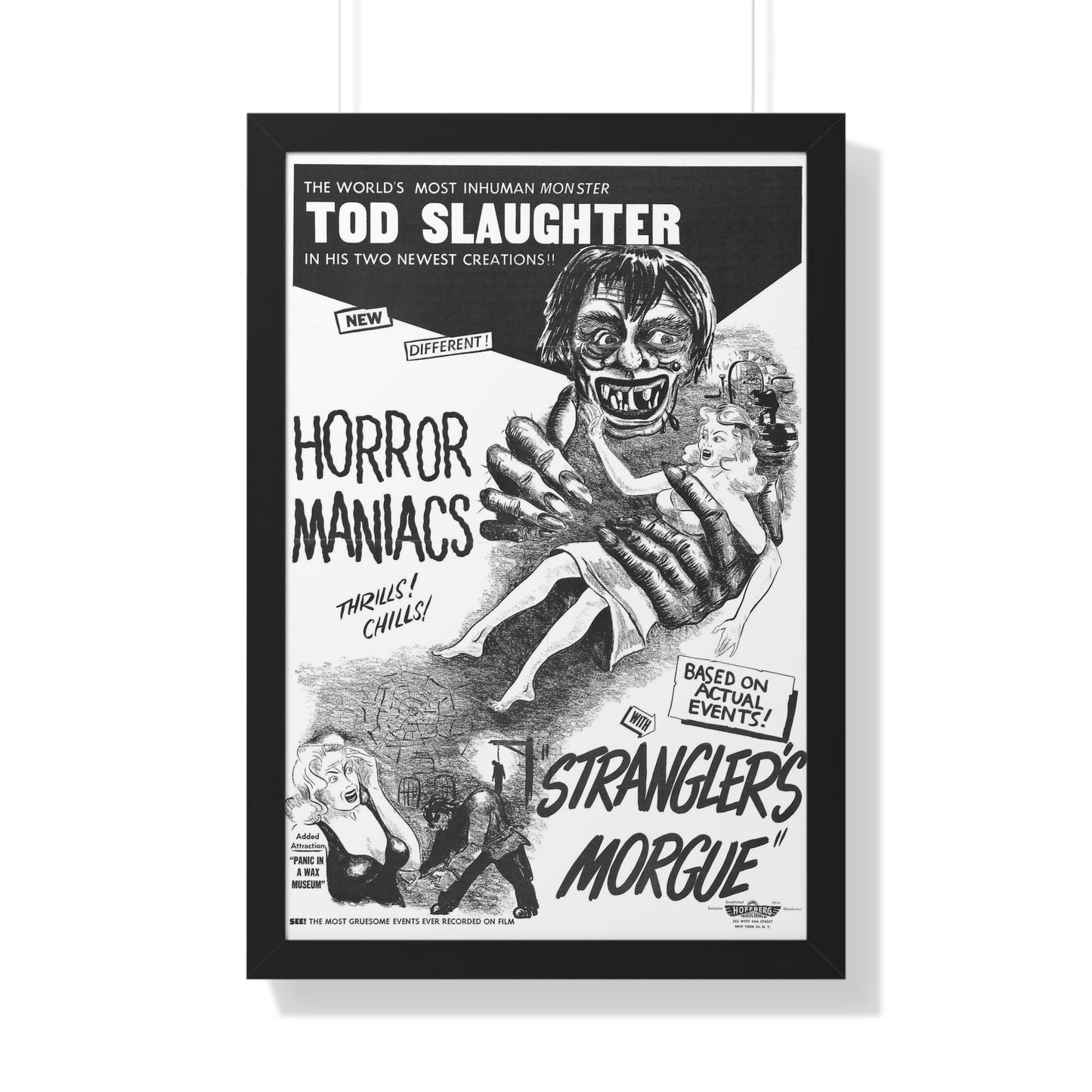 HORROR MANIACS + STRANGLERS MORGUE 1946 - Framed Movie Poster-20" x 30"-The Sticker Space