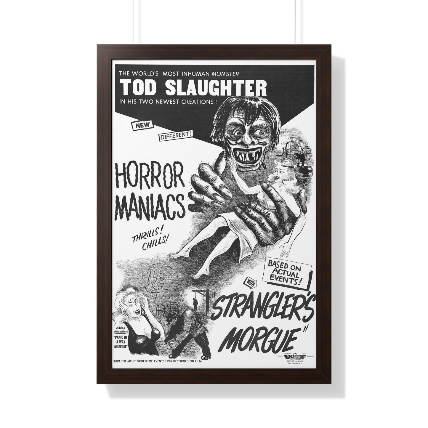 HORROR MANIACS + STRANGLERS MORGUE 1946 - Framed Movie Poster-20" x 30"-The Sticker Space