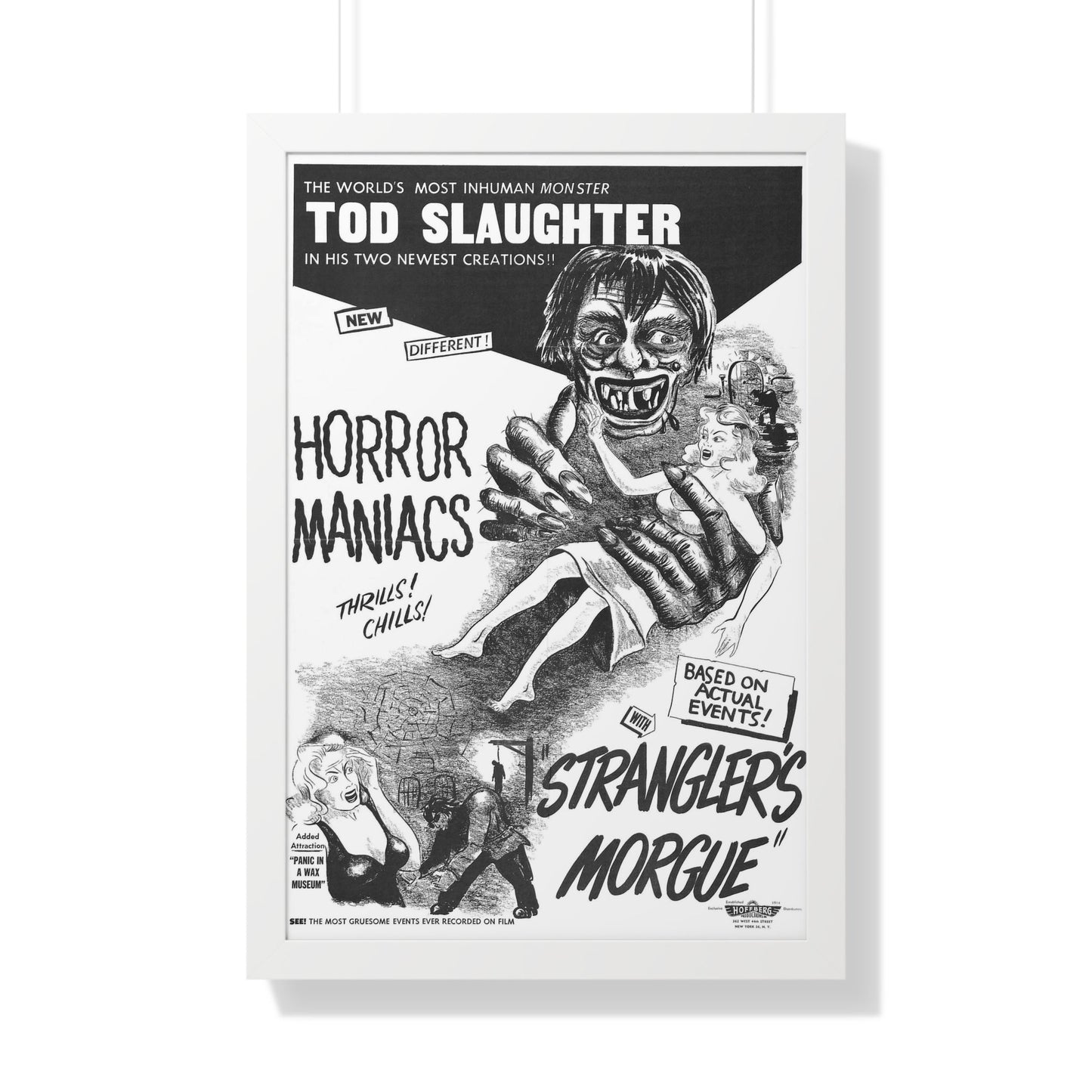 HORROR MANIACS + STRANGLERS MORGUE 1946 - Framed Movie Poster-20" x 30"-The Sticker Space