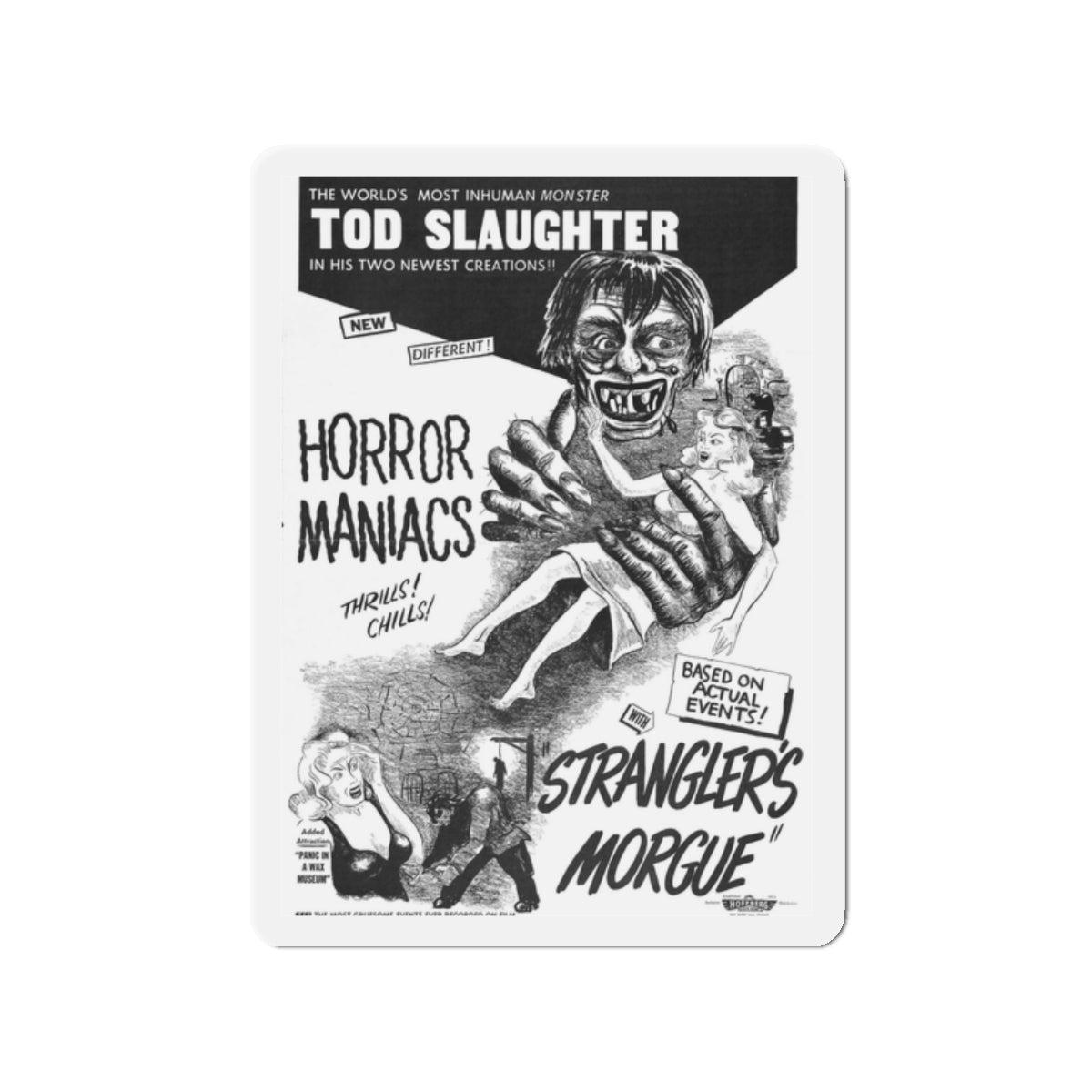 HORROR MANIACS + STRANGLERS MORGUE 1946 Movie Poster - Die-Cut Magnet-2" x 2"-The Sticker Space